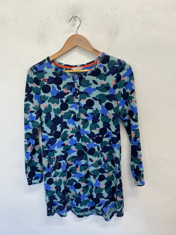 Lovely white stuff blue leaf pattern midi dress UK 10 WLH01