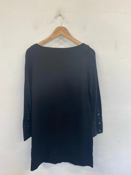Cos Elegant Black Boat Neck Tunic Dress Size S JP001