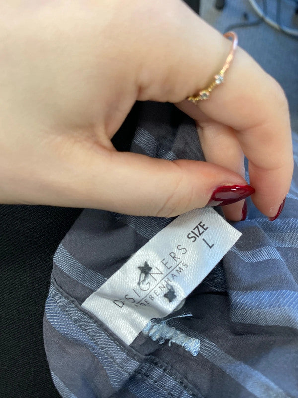 Fabulous men’s Jasper Conran blue grey striped shirt UK L AG005