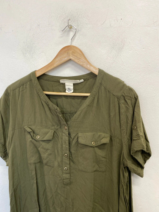 Lovely H&m khaki pocket tunic dress UK 16 KM003