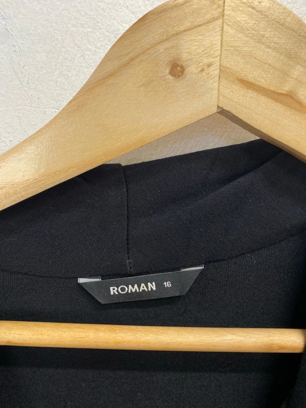 Lovely Roman wrap neck black white checked midi dress UK 16 RR002