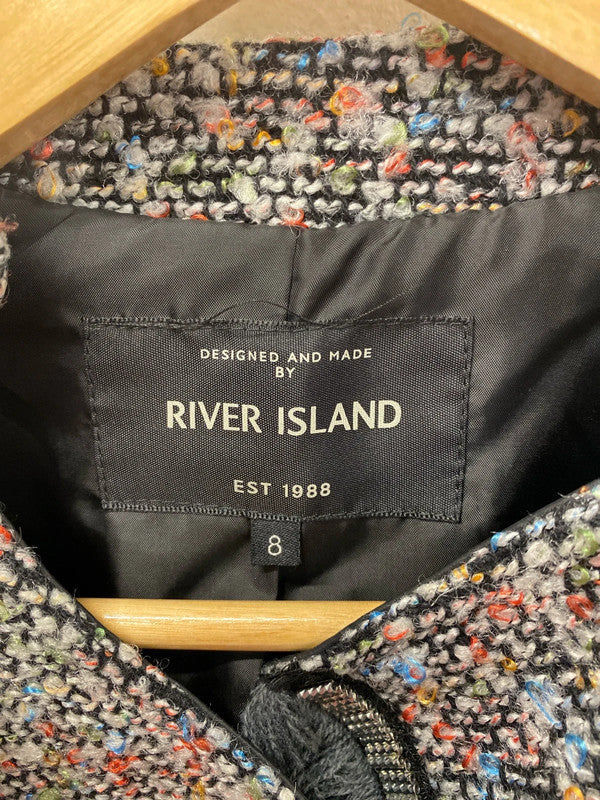 River Island Fabulous Colourful Boucle Faux Leather Biker Jacket UK 8 KM004