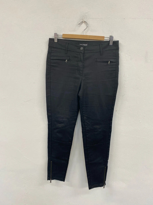 M&S Chic Black Wetlook Ankle Grazer Jeans UK 12 SR006