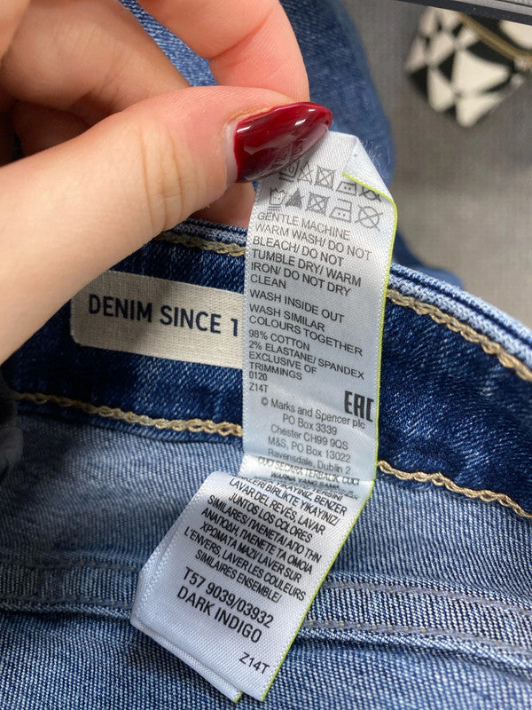 Lovely m&s denim blue midi skirt summer UK 12 AGS01