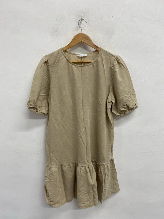 Stunning boho chic neutral colour smock dress Uk16 CR002