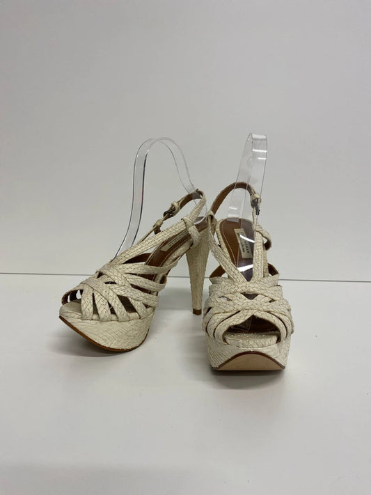 Zara Chic Cream Reptile Effect Heeled Sandals UK 5 AE001