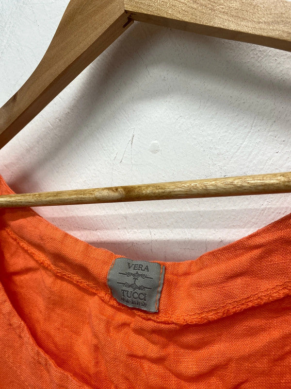 Fabulous Vera Tucci coral linen Midaxi tunic dress LW005