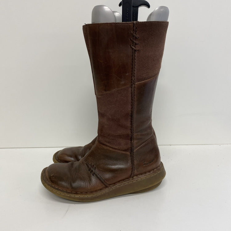 Dr Martens Vintage 10492 Mid Calf Brown Leather Biker Zip Wedge Boots Uk5 MM005