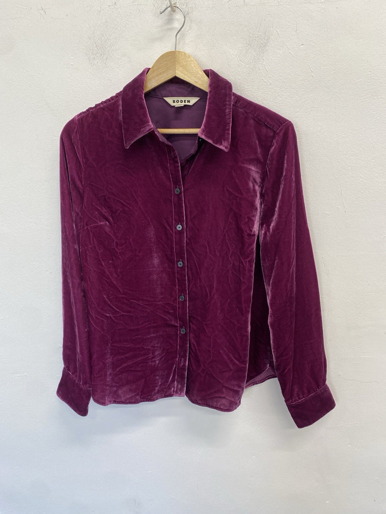 Stunning Boden Purple Velvet Look Shirt UK 12 HS002