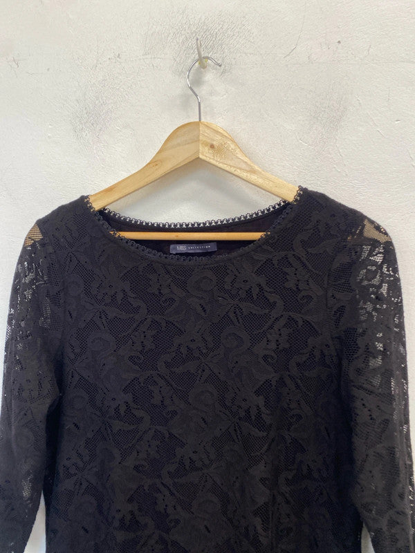 Lovely m&s collection lace black midi dress UK 14 MW001