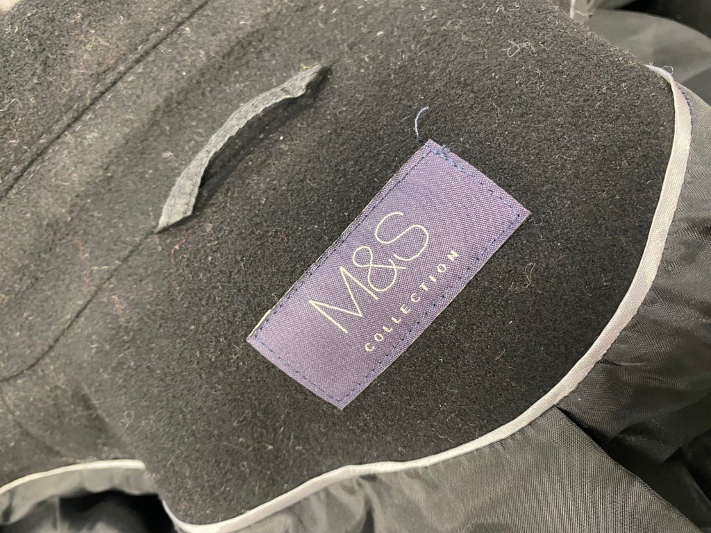 Fabulous Marks & Spencers Aviator jacket Uk 8 Black wool blend KC528