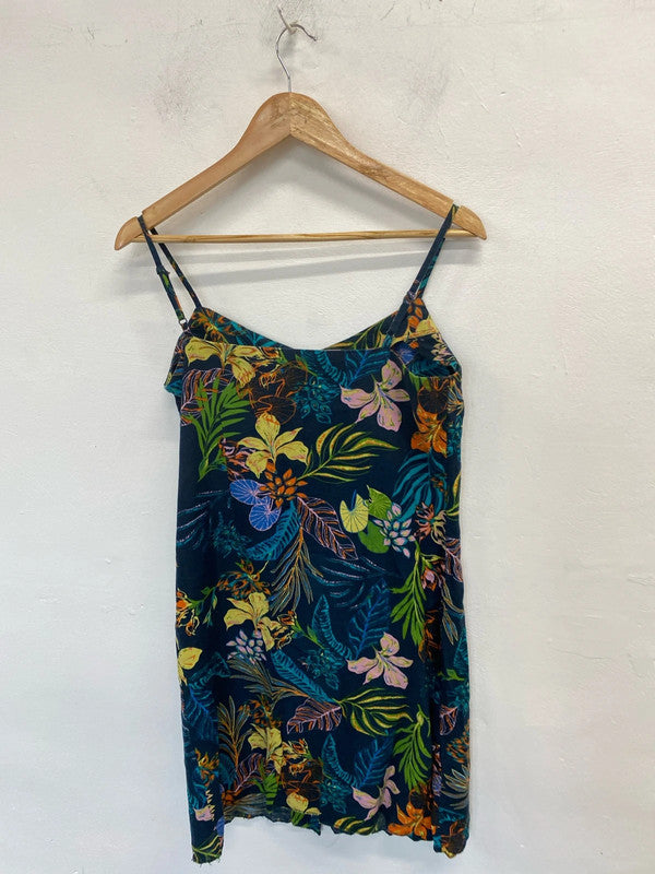 Stunning find. Botanical navy holiday Mini dress UK 12 LL003