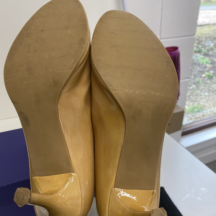 Ladies Stuart Weitzman For Russell Bromley Nude Court Shoes UK 6 Toffee HS001