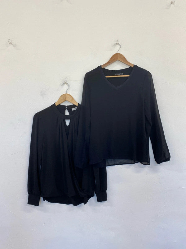 Oasis & Mango Stylish Black Tops Duo Size M #5 LN001