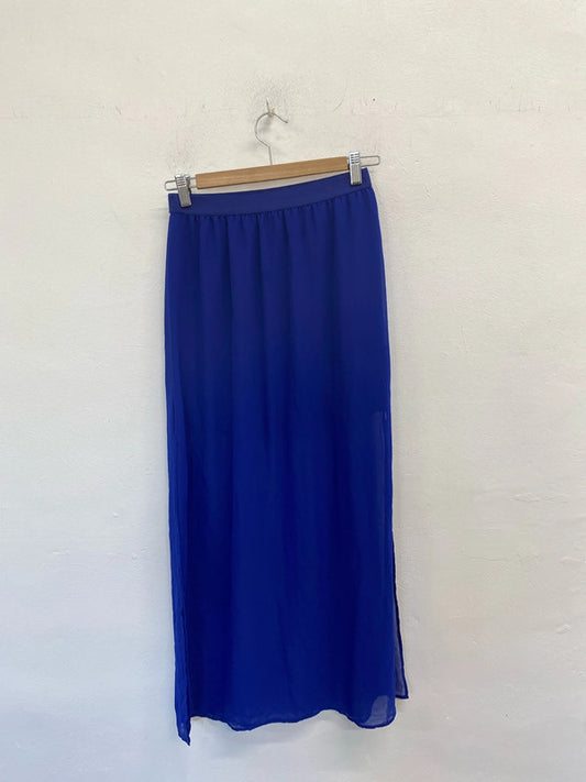 Gorgeous H&M sheer blue under layer midi festival skirt UK 8 JB001