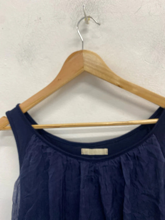 Lovely prontomoda giusy silk navy top UK 12 MM005