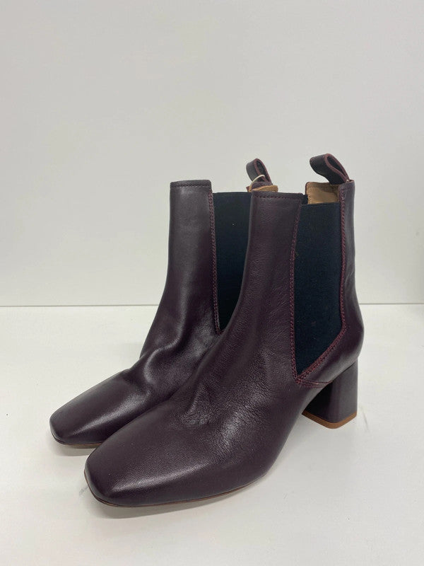 Fabulous H&M maroon leather ankle Chelsea boots Uk5 New KM003