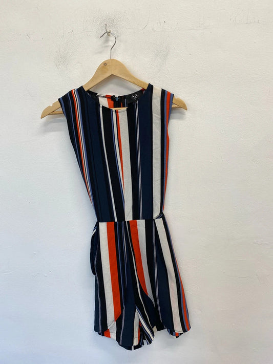 Fab A X Paris striped Playsuit sunset vibes Uk14 crepe GW001