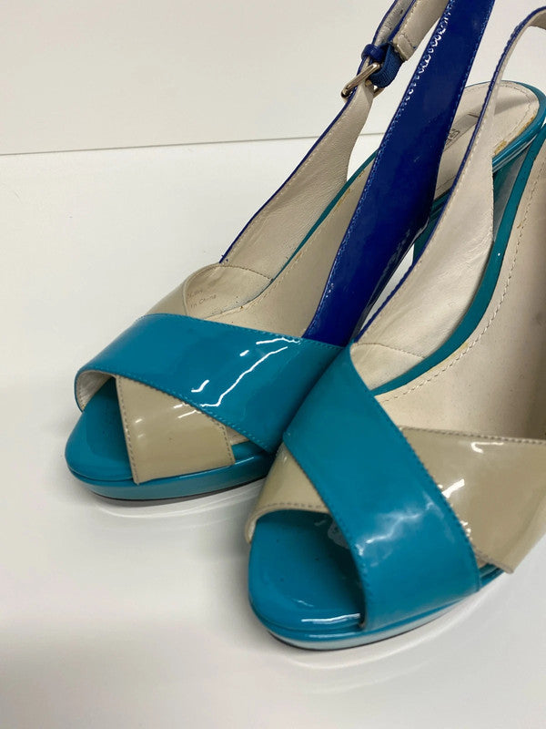 Fabulous Geox Respira Turquoise blue high block heel sling back Uk5 LW005