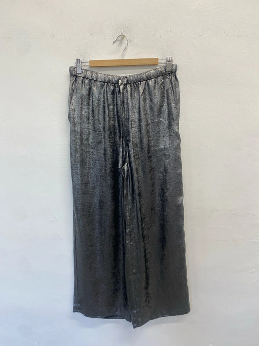 Lovely per Una silver metallic drawstring wide leg trousers UK 12 SS002