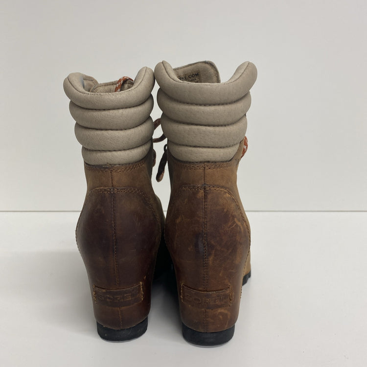 Sorel Conquest Wedge Brown Leather Boots UK 5 SD002