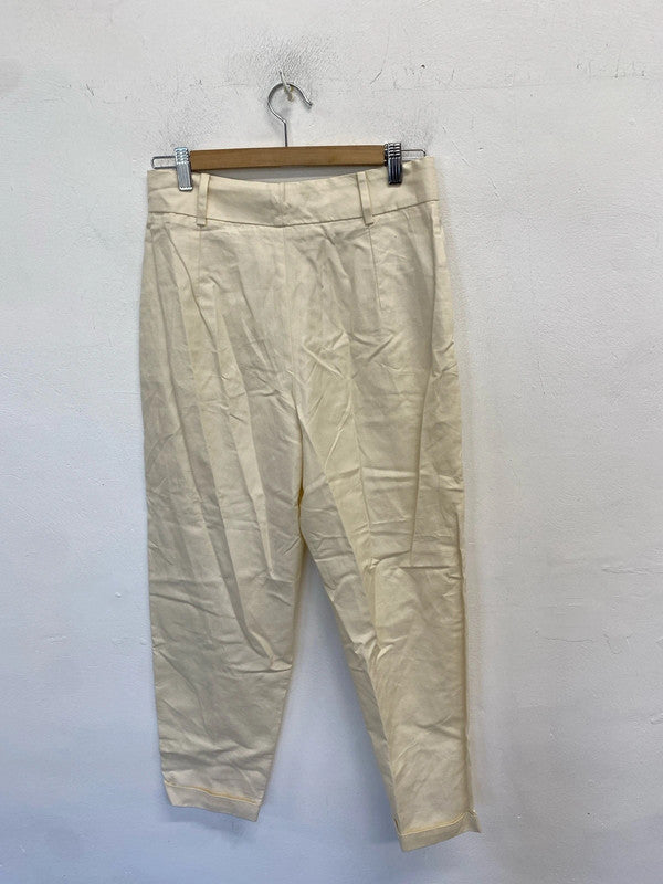 Lovely mango cream linen trousers suit UK 10 CJ001