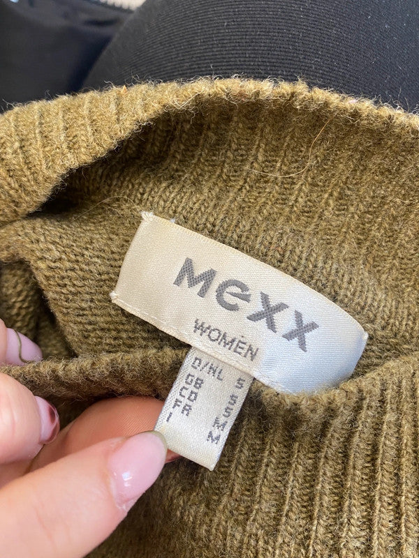 Gorgeous mexx black green stripe wool blend jumper UK S MM005