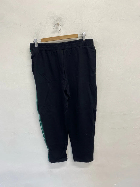 Lovely John Lewis black green side stripe trousers UK L LB004
