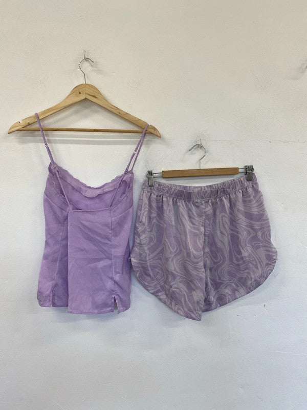 Gilly Hicks Fabulous Lilac Satin Pyjamas Size S-M JH001