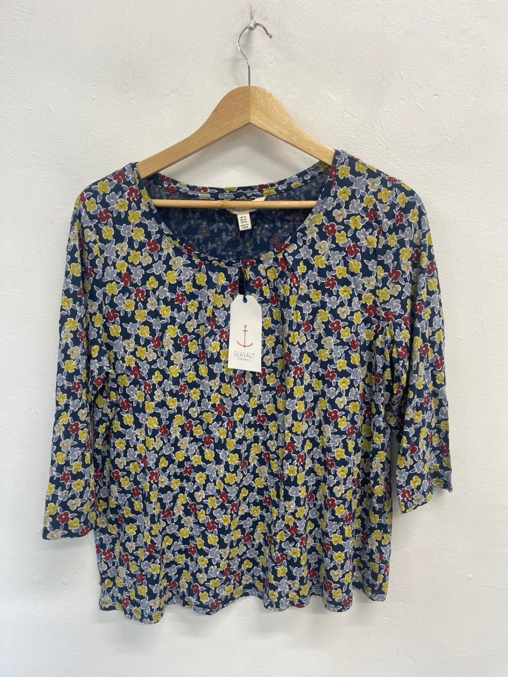 Fabulous Seasalt Cornwall 3/4 apple tree uk14 Navy floral JG589