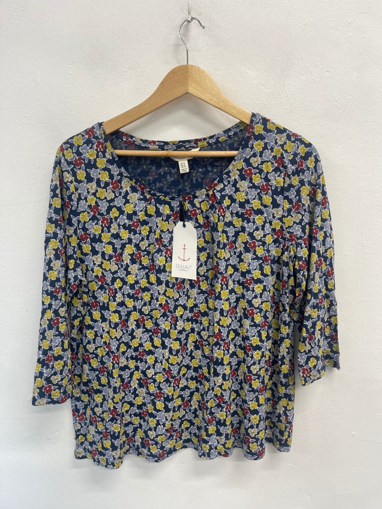 Fabulous Seasalt Cornwall 3/4 apple tree uk14 Navy floral JG589