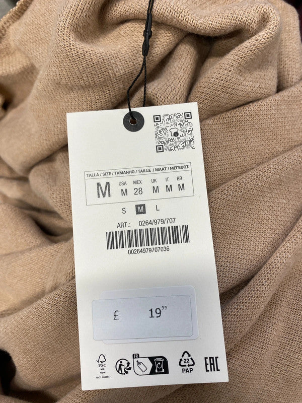 Lovely Zara knit beige wrap top UK M AO001
