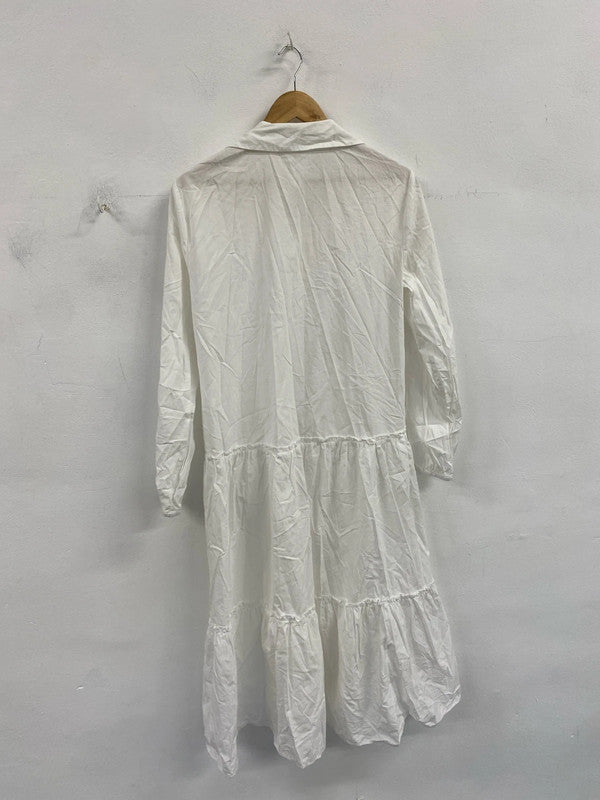 Stunning Stradivarius midi white T-shirt dress uk 10 KS002