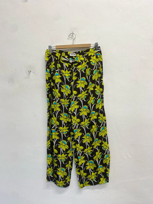 Lovely P.a.r.o.s.h black yellow floral relaxed fit trouser UK M SS002