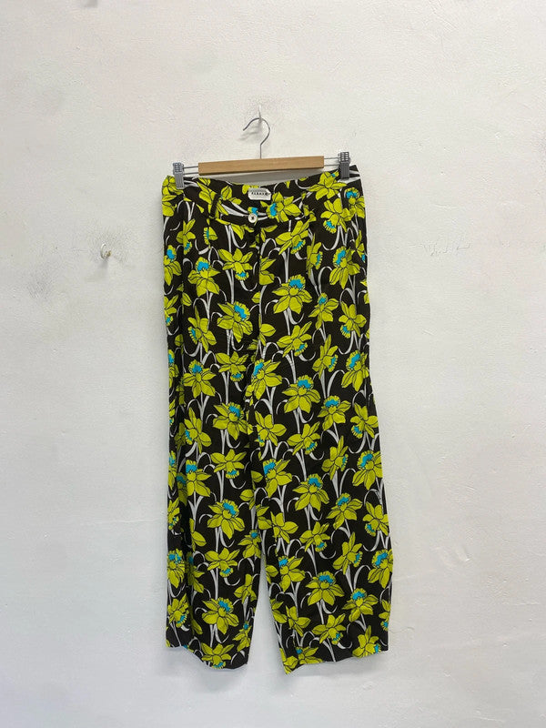 Lovely P.a.r.o.s.h black yellow floral relaxed fit trouser UK M SS002