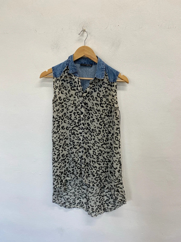 Fabulous Primark loose fit animal print semi sheer top Uk10 JR001