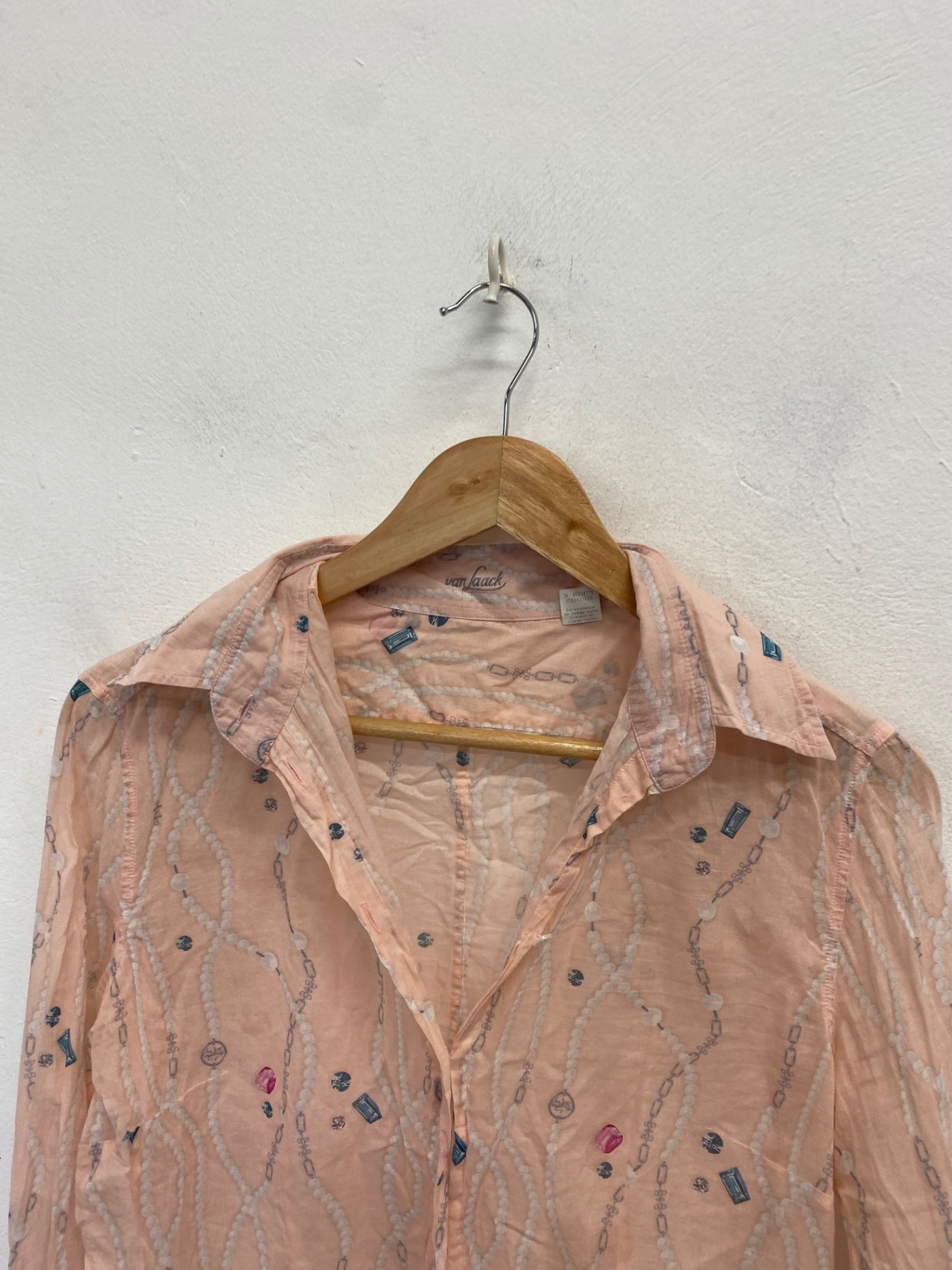 Stunning van Laack Shirt UK 12 Pink jewel printed cotton KR559
