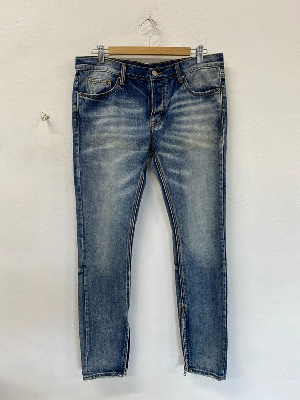 MNML biker jeans zip ankle fade 33” LL003