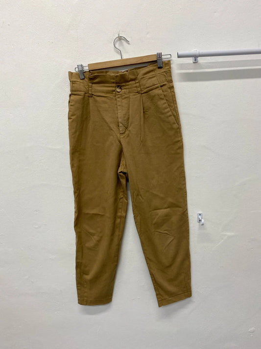 Fabulous Zara high waist Paperbag cropped chinos UkM JB001
