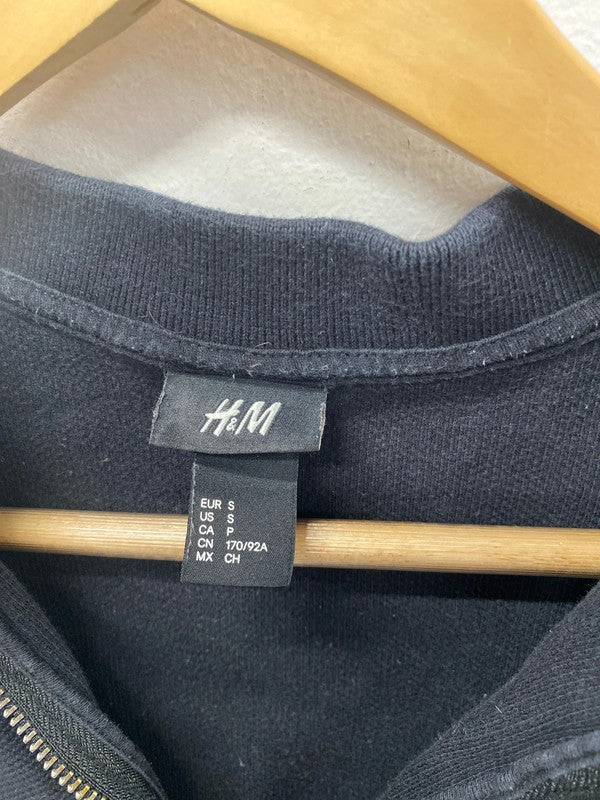 H&M Chic Black Zipped Polo Shirt Size S LD001