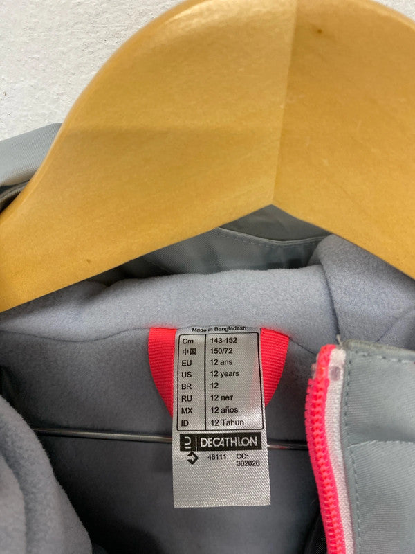 Fabulous girls Wedze winter coat age 12 grey & pink JB001