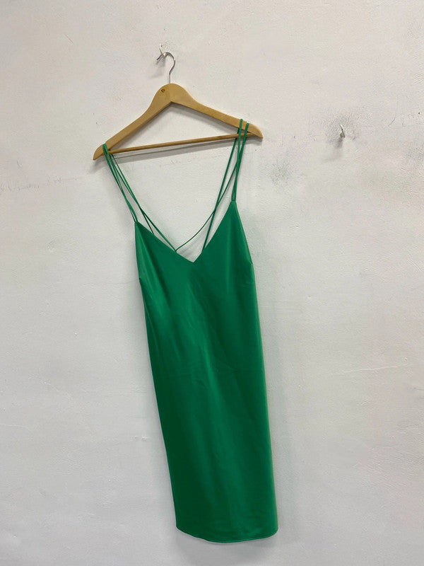 Stunning Green topshop cross backless midi dress UK 18 LG008