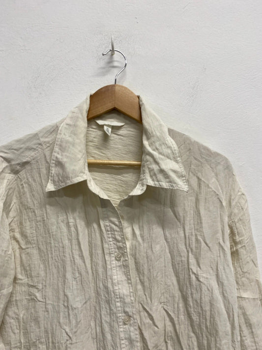 Lovely H&M cream crepe textured shirt blouse UK L KS002