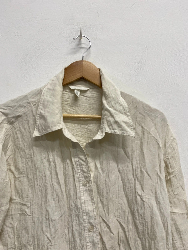 Lovely H&M cream crepe textured shirt blouse UK L KS002