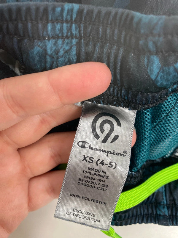 Champion Sporty Boys Green Black Running Shorts 4-5 Years MS002