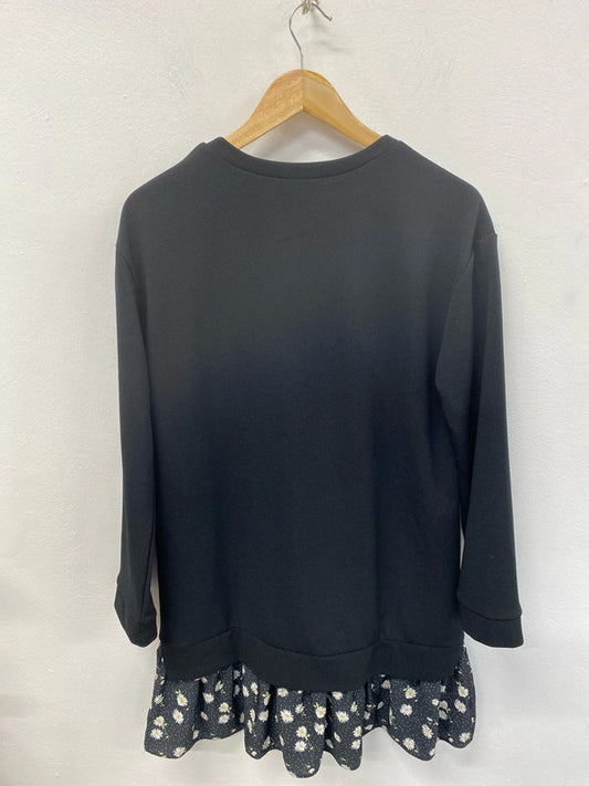 ASOS Preppy Black Daisy Pattern Sweater Dress UK 10 HA001