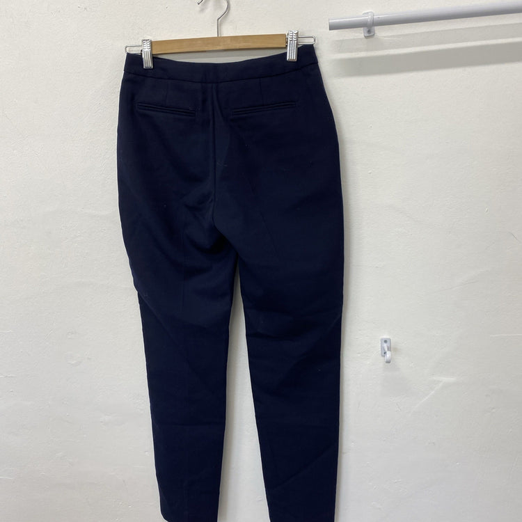Designer REISS Faulkner trousers size 6 Navy slim leg Wool Blend HDR01