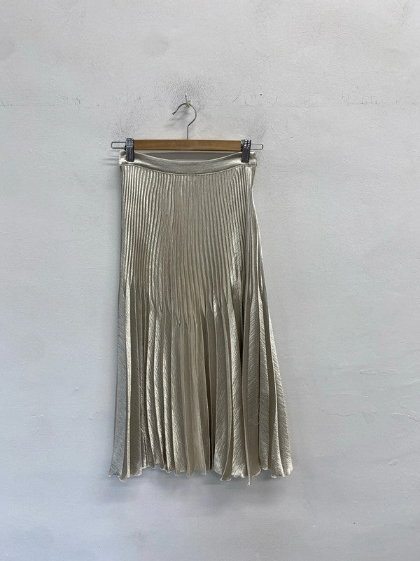 Stunning reiss champagne shimmer pleated maxi skirt UK 4 SD002