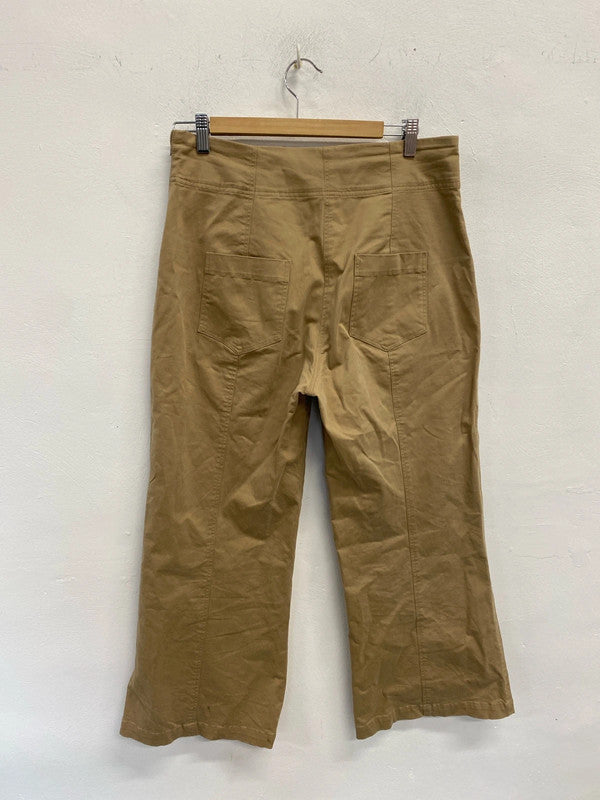 Fabulous American ALC cropped trousers corset tie Uk14 sand AC002