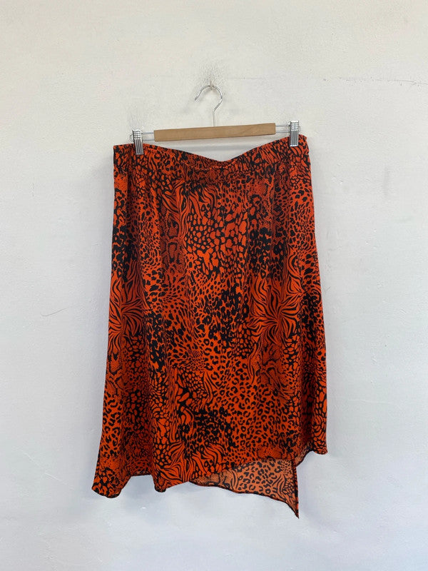George Gorgeous Orange & Black Animal Print Maxi Skirt UK 16 AT001